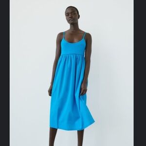 Zara Midi Dress Blue NWT Large